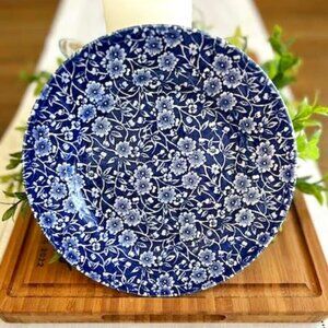 Vtg Queen's by Churchill Calico Dessert Plates Set of 4 Blue & White Floral 8" R